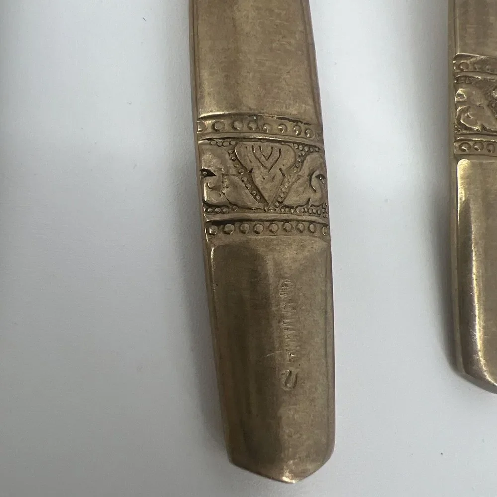 6 Vintage Brass‎ Dinner Knifes And 2 Forks Stamped S Thailand